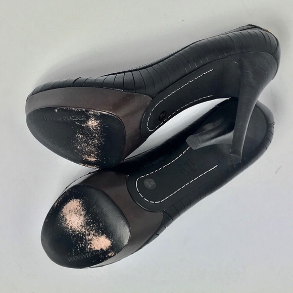 🎉BCBGMaxAzria Black Leather Platform Stiletto Heels - Picture 6 of 8